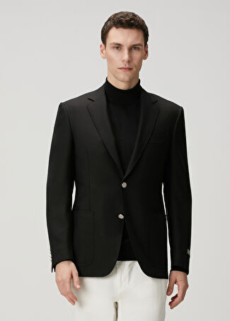 Canali Erkek Siyah Yün Ceket 50 It -1