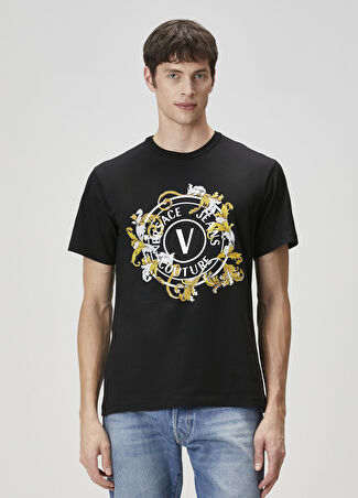 Versace Jeans Couture Erkek Siyah Logo Baskılı T-Shirt S