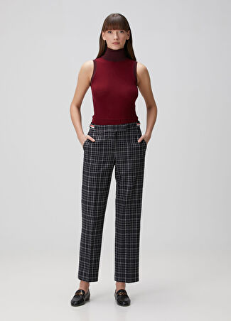 Thom Browne Kadın Gri Ekoseli Yün Flanel Pantolon 42 It