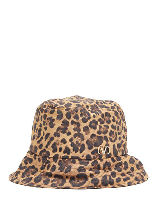 Valentino Garavani Kadın Leopar Bucket Şapka Kahverengi 58