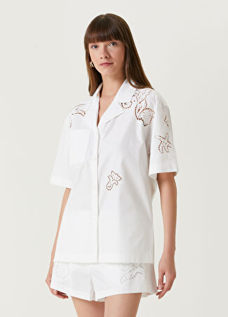 Versace Kadın Beyaz Nakış Detaylı Gömlek 40 It