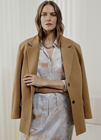 Beymen Collection Collection Kadın Camel Yün Kaban Kahverengi 40