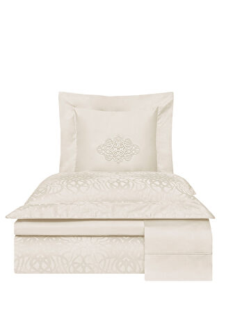 Valeron Valois Ekru Pamuklu Jakar King Size Nevresim Takımı 240 X 220 Cm -1