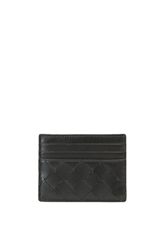 Bottega Veneta Kadın Siyah Örgü Dokulu Deri Kartlık -1