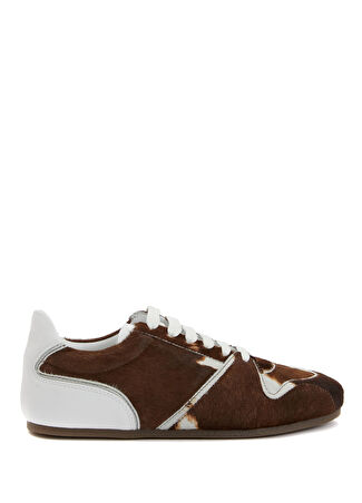 Moschino Kadın Tennis Kahve Beyaz Deri Sneaker Bej 36