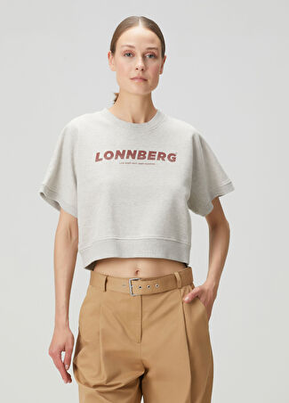 Margaux Lonnberg Kadın Gri Baskılı Crop T-Shirt 34 It