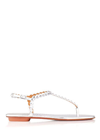 Aquazzura Kadın Tequila Silver Taşlı Deri Sandalet Gri 39.5 -1