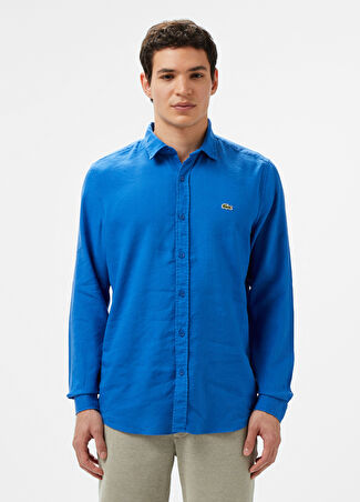 Lacoste Erkek Mavi Keten Uzun Kollu Slim Fit Gömlek 41 -1