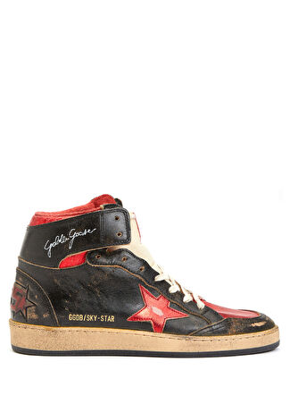 Golden Goose Kadın Sky-star Siyah Gold Deri Bilek Boy Sneaker 35