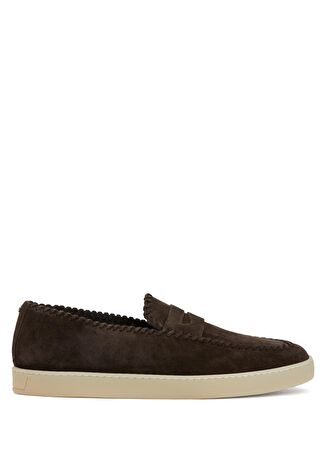 Canali Erkek Koyu Kahverengi Deri Loafer 41.5 -1