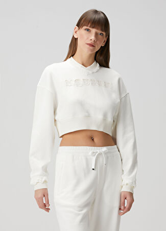 Mcqueen Kadın Beyaz Crop Sweatshirt 42 It