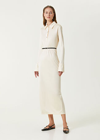 Givenchy Kadın Voyou Fildişi Midi Jersey Elbise Bej 38 It