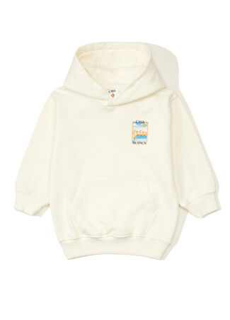 Casablanca Erkek Çocuk Beyaz Organik Pamuk Sweatshirt 11-12 Yaş -1