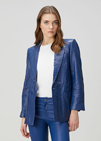 Zadig&voltaire Kadın Visko Mavi Deri Ceket 34 It