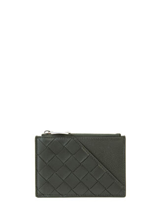 Bottega Veneta Erkek Intrecciato Diagonal Yeşil Deri Kartlık -1