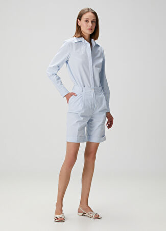 Kiton Kadın Çizgili Şort Mavi 38 It -1