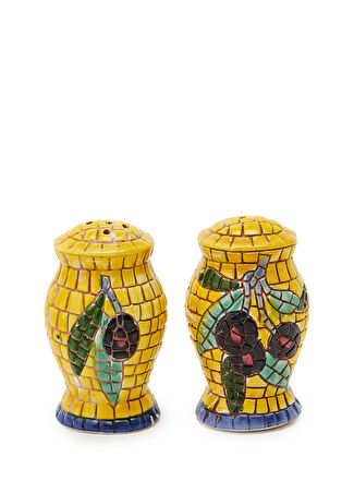 V.b.c La Ceramica Sarı Mozaik Desenli Tuzluk Biberlik -1
