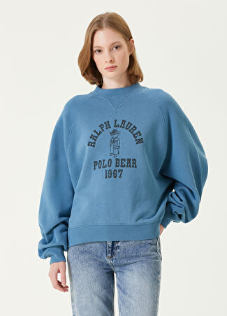 Polo Ralph Lauren Kadın Mavi Logolu Sweatshirt M - 1