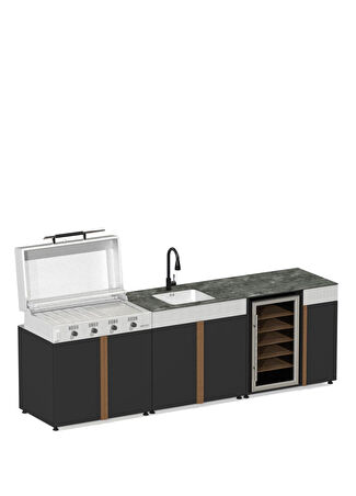 Korflame 30 Pure 3 Modül Bahçe Mutfağıi 285 Cm Siyah -1