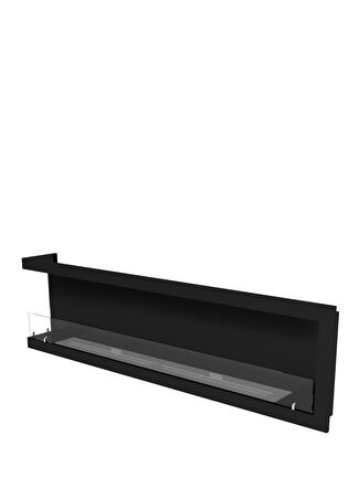 Korflame Sol Açık Bioetanol Şömine 200 Cm Siyah -1
