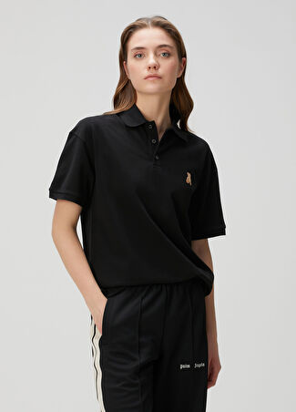 Palm Angels Kadın Bear In Mind Siyah Polo T-Shirt Xs