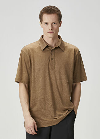 Moncler Erkek Taba Polo Yaka Keten T-Shirt Turuncu M