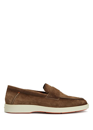 Santoni Erkek Kahverengi Deri Loafer 9 Uk -1