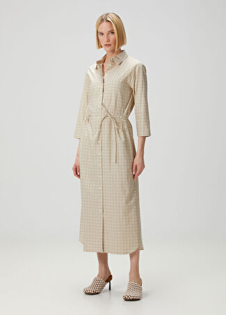 Kenzo Kadın Weave Bej Midi Gömlek Elbise 34 It