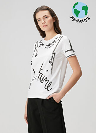 Balmain Kadın Beyaz Baskılı T-Shirt Xs