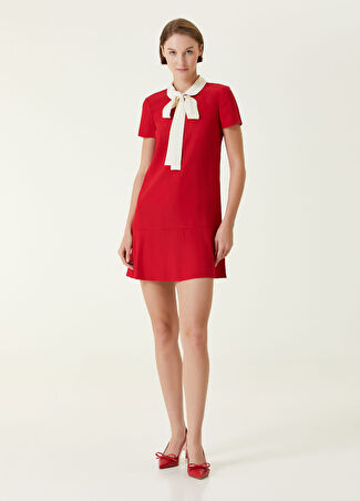 Red Valentino Kadın Kırmızı Bağcıklı Mini Elbise 40 It