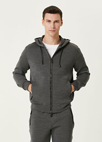 Isaia Erkek Gri Kapüşonlu Sweatshirt Xl
