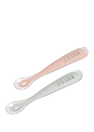 Beaba Old Pink Silikon Çocuk 2 Li Kaşık Seti Çok Renkli -1