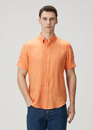Polo Ralph Lauren Erkek Somon Kısa Kollu Keten Gömlek Pembe S