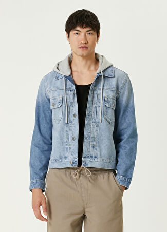 Allsaints Erkek Spirit Mavi Kapüşonlu Denim Ceket Xxl -1