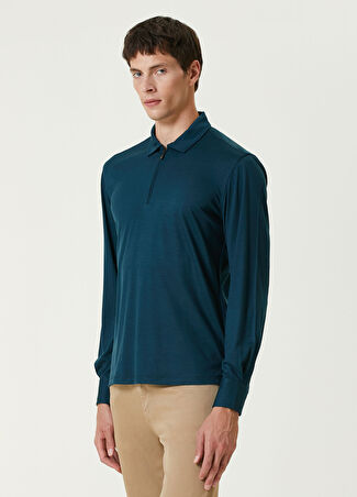Maurizio Baldassari Erkek Yeşil Polo Yaka Yün Sweatshirt Xl