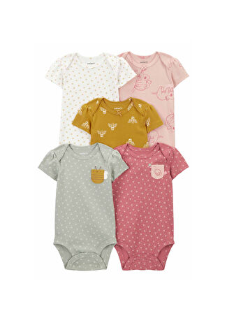 Carter's Kız Bebek Kısa Kollu 5'li Body Set Yenidoğan -1