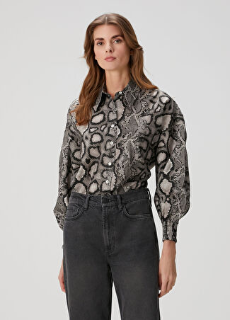 Allsaints Kadın Charli Yılan Desenli Gömlek Gri 4 Uk
