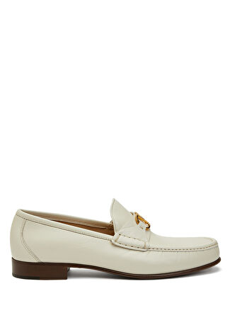 Valentino Garavani Erkek Vlogo Fildişi Deri Loafer Bej 42 -1