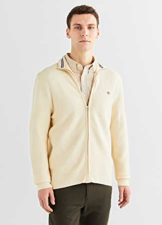 Gant Erkek Krem Rengi Fermuarlı Regular Fit Hırka L -1