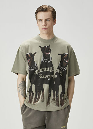 Represent Erkek Haki Baskılı T-Shirt S