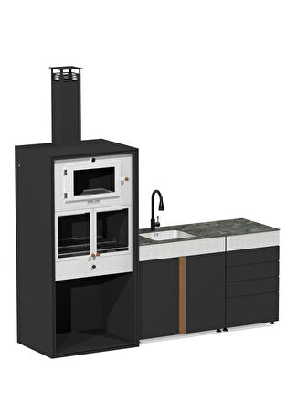 Korflame 3105 Pure 3 Modül Bahçe Mutfağı 250 Cm Siyah -1