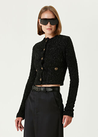 Balenciaga Kadın Siyah Crop Tweed Hırka M
