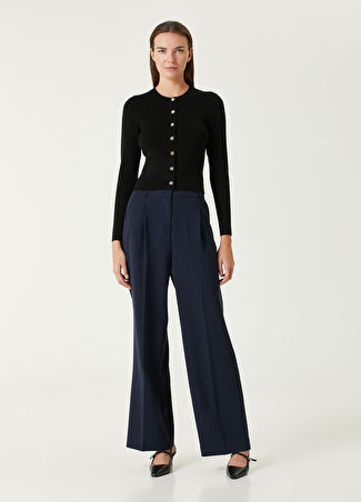 Michael Michael Kors Michael Kors Kadın Gece Mavisi Wide Leg Krep Pantolon Lacivert 4 Us