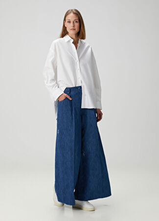 Gabriela Hearst Kadın Mavi Wide Leg Jean Pantolon 40 It