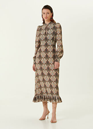 Etro Kadın Yeşil Şal Desenli Midi Elbise 40 It