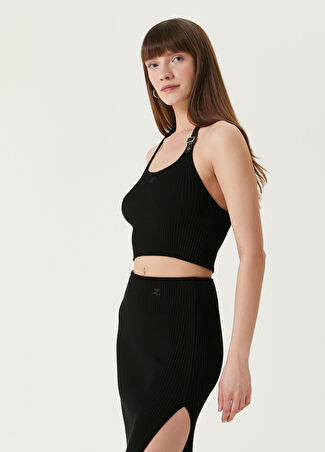Courreges Kadın Siyah Crop Yün Triko Xs