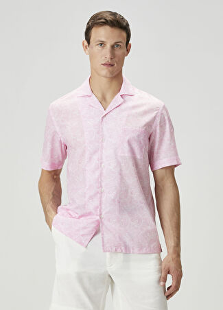Fedeli Erkek Camicia Pembe Etnik Desenli Kısa Kollu Gömlek M