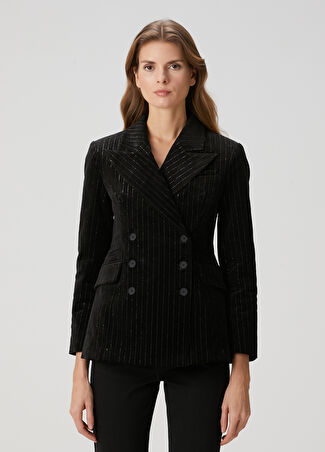 Allsaints Kadın Siyah Çizgili Blazer 8 Uk -1