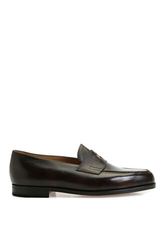 John Lobb Erkek Koyu Kahverengi Deri Loafer 8.5 Uk -1