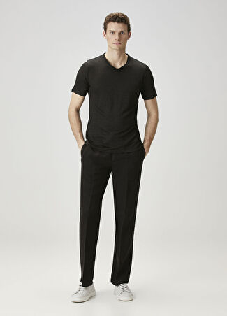 120% Lino Erkek Siyah Keten Pantolon 54 It